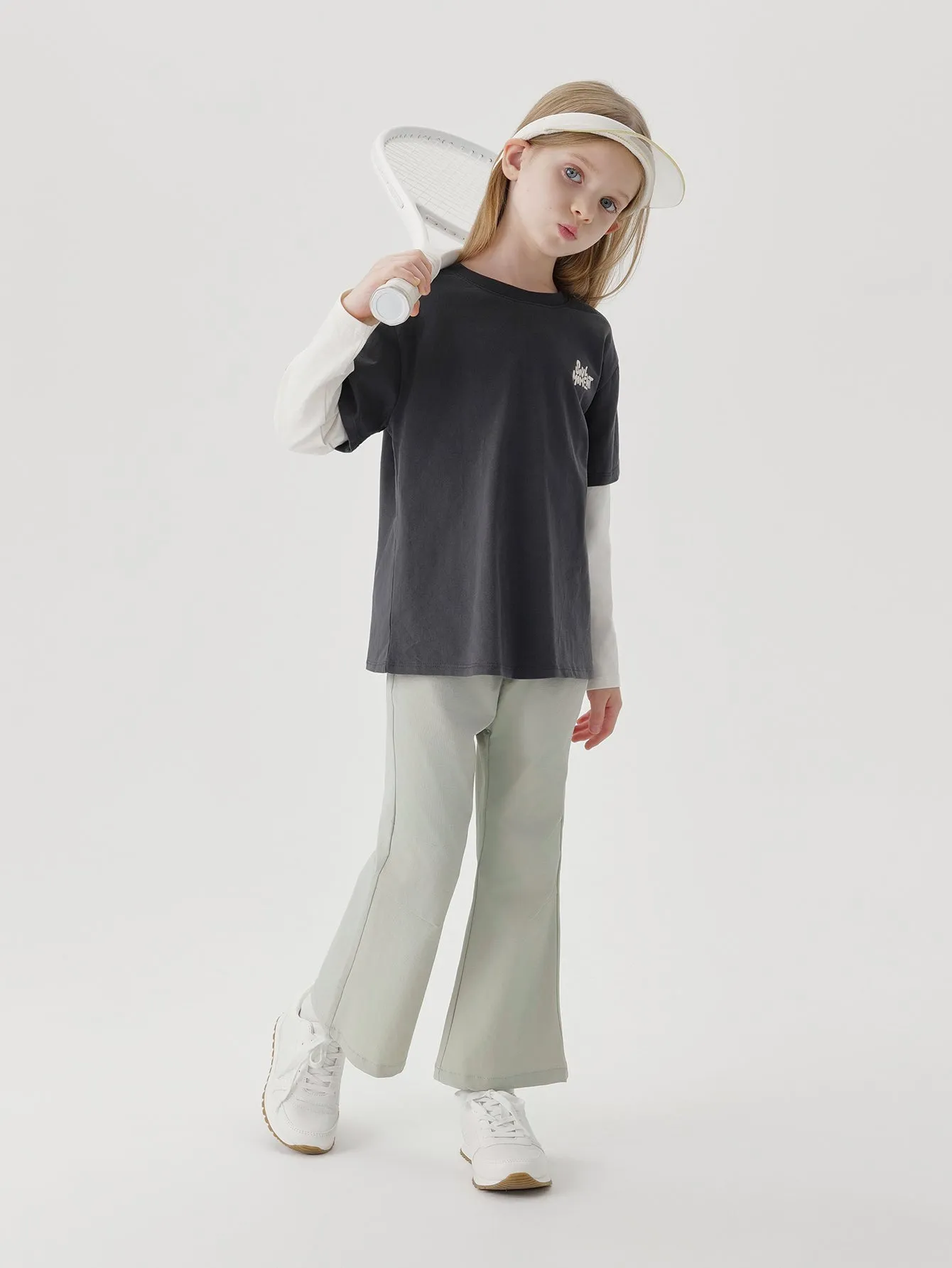 MARC & JANIE Girls Loose Slightly Stretchy Pleated Flared Pants 241238