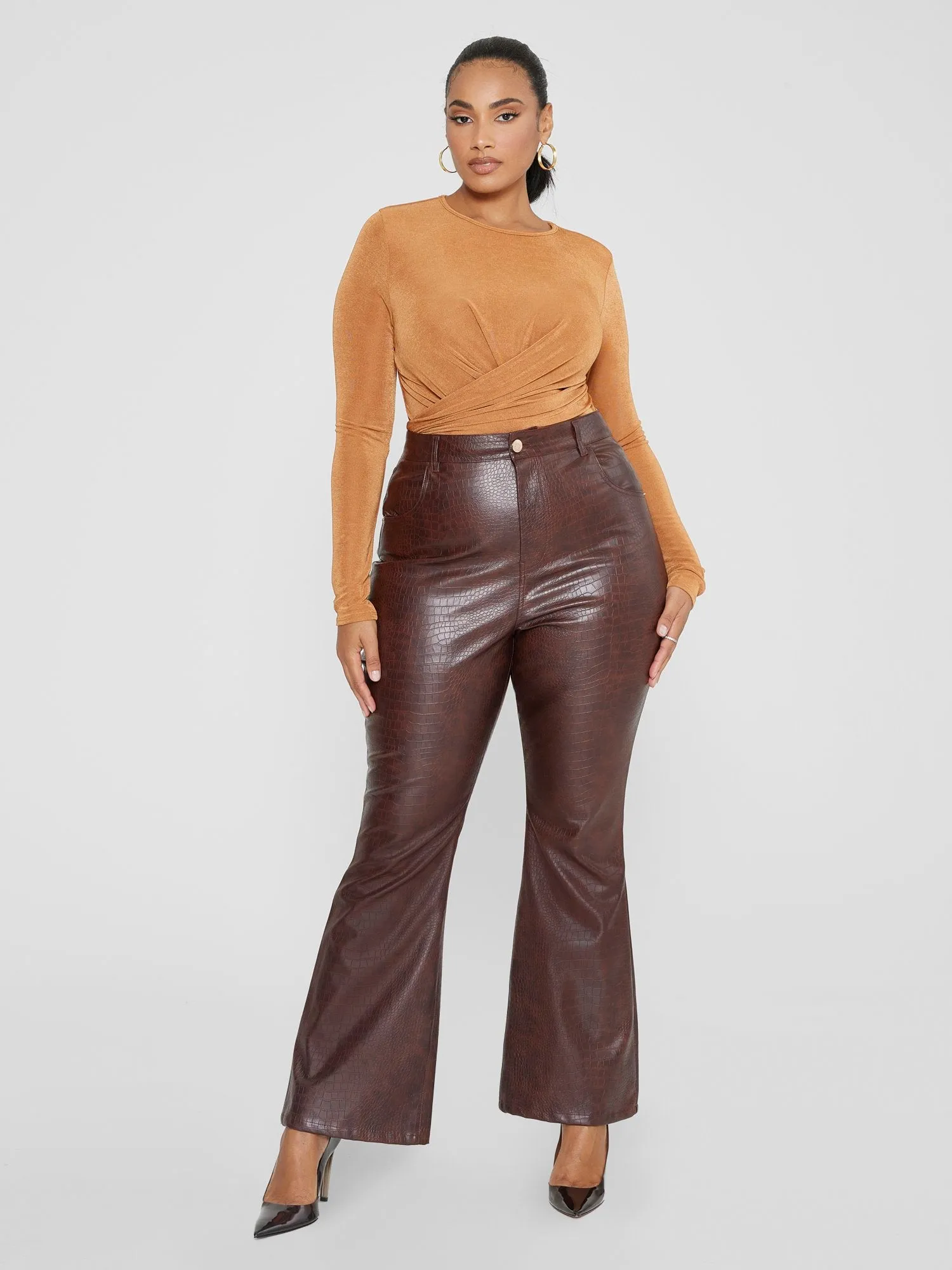 Marianne Croc Texture Faux Leather Pants