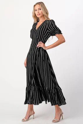 Maxi Wrap Dress with Dotted Pattern