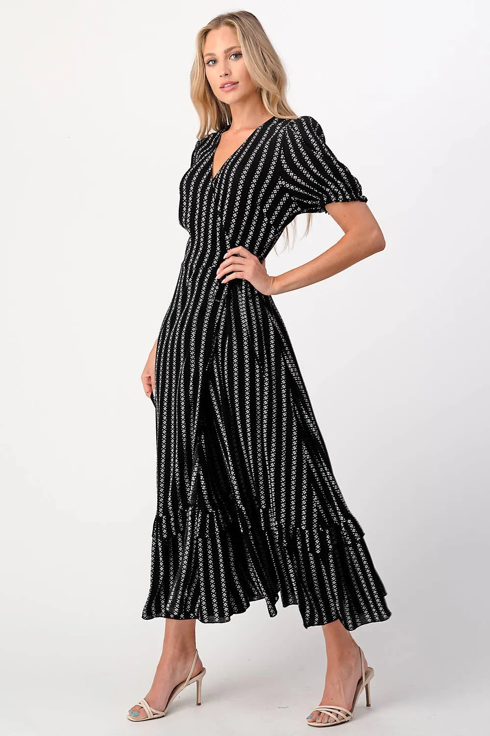 Maxi Wrap Dress with Dotted Pattern