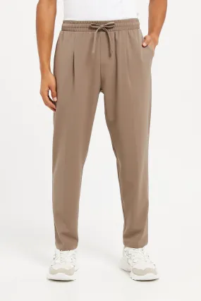 Men Beige Jogger Fit Trousers