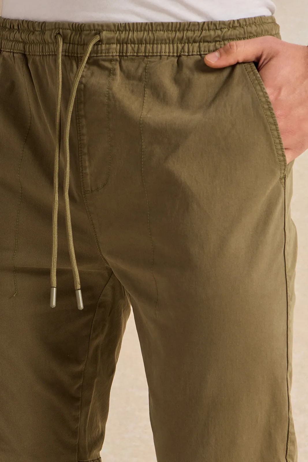 Men GreenTwill Joggers