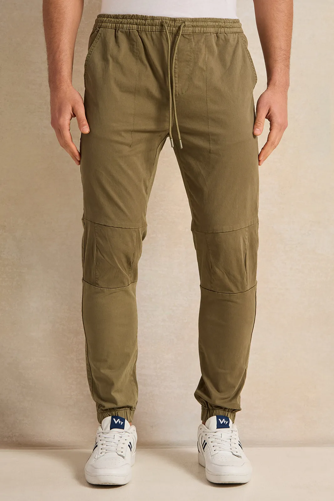 Men GreenTwill Joggers