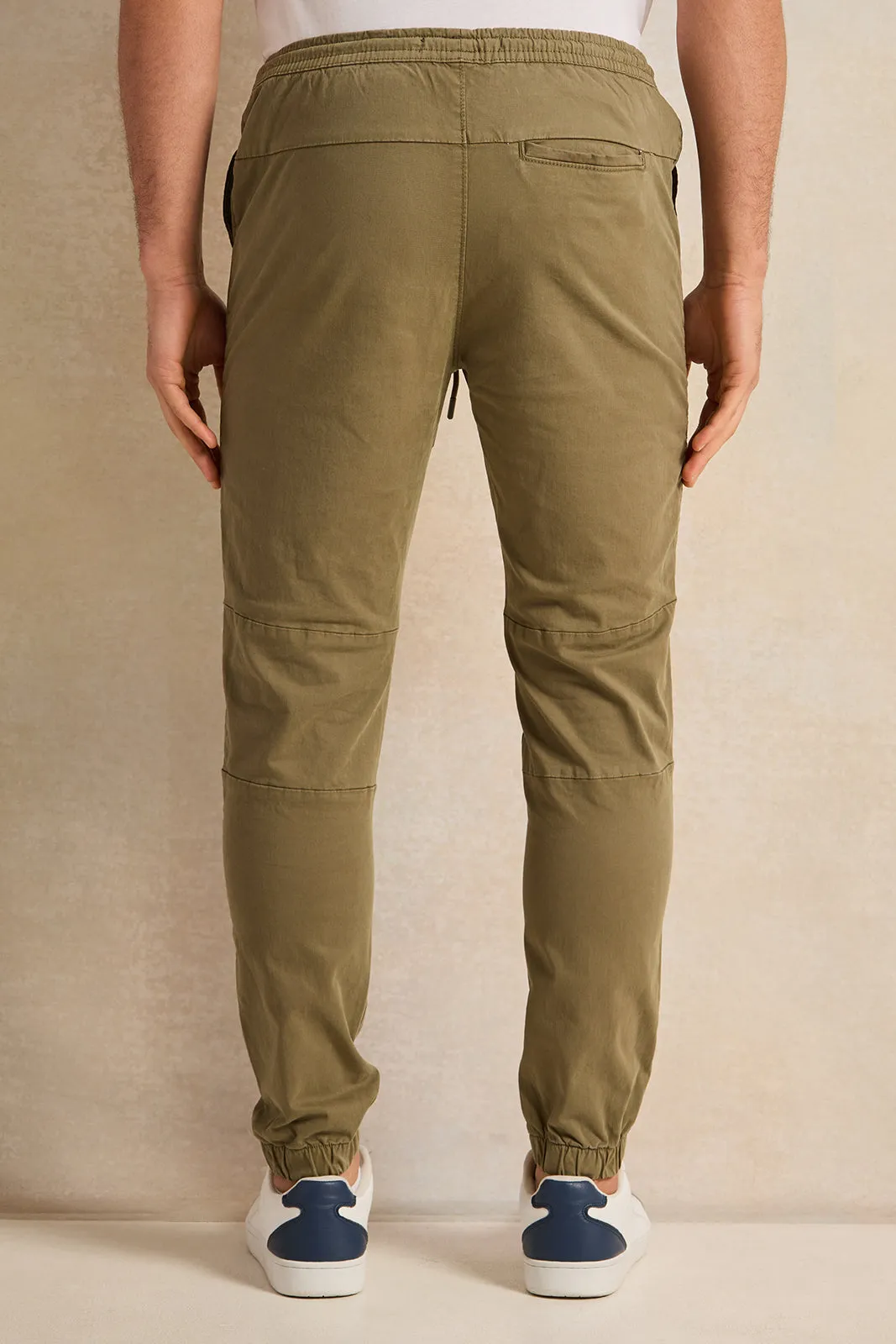 Men GreenTwill Joggers