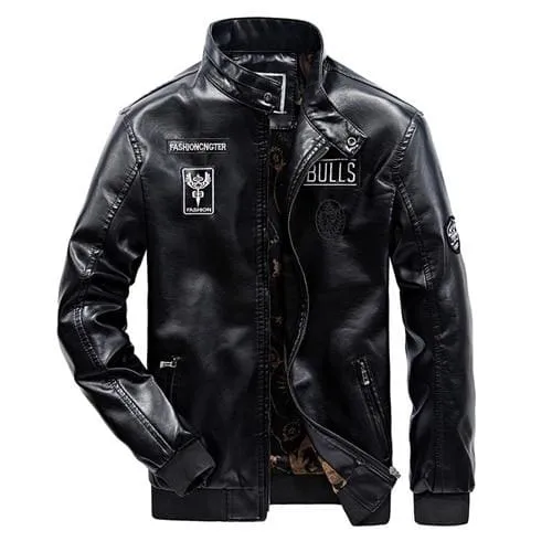 Men Leather Jacket Thick Warm Windbreaker