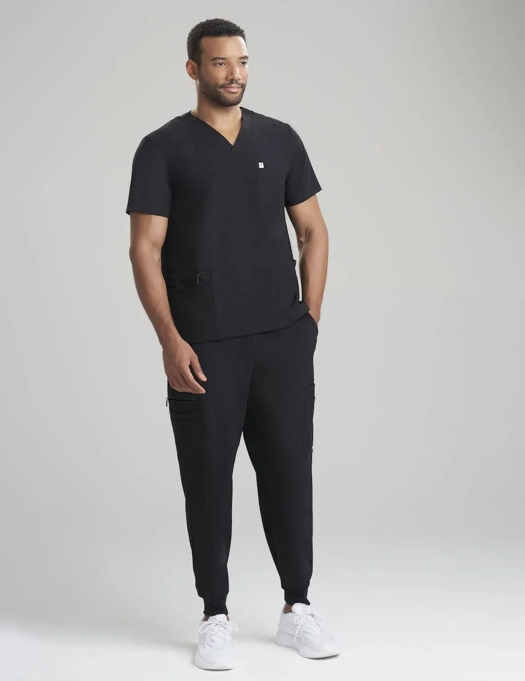 Men's 10-Pocket Jogger Scrub Pants - Black