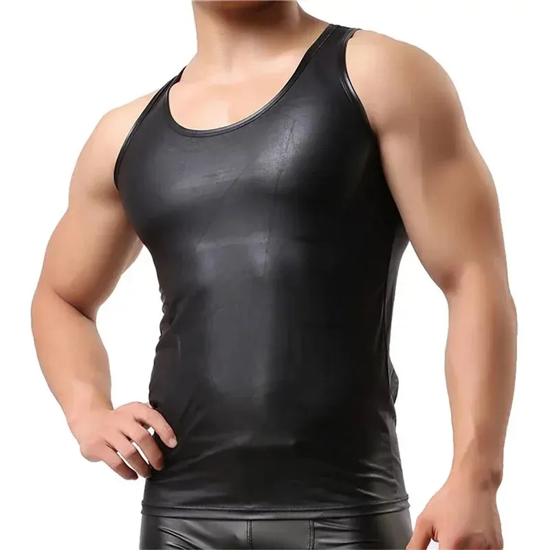 Men's PU Leather Tank Top