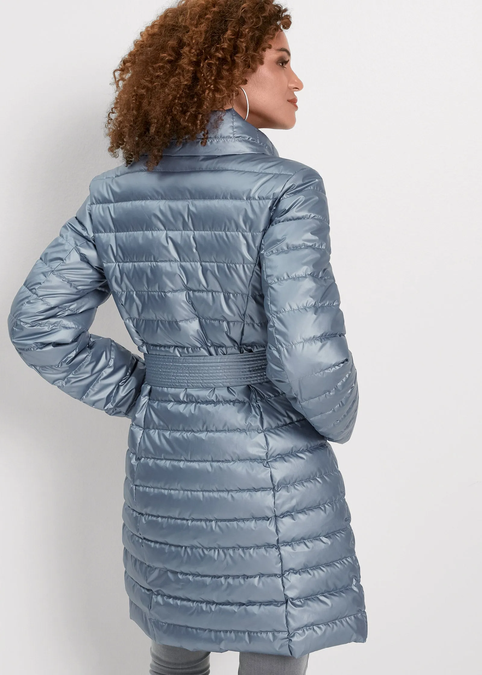 Metallic Puffer Coat - Blue