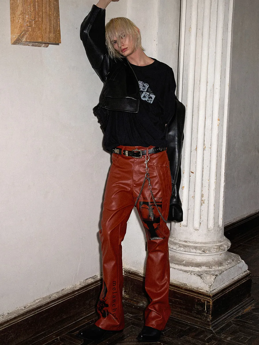 Micro Flared Casual Leather Pants