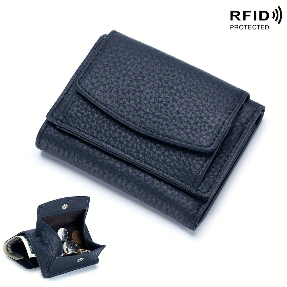 Mini Fashion Credit Card Holder, Genuine Leather Trifold Wallet, Women's Casual Coin Purse & Card Case