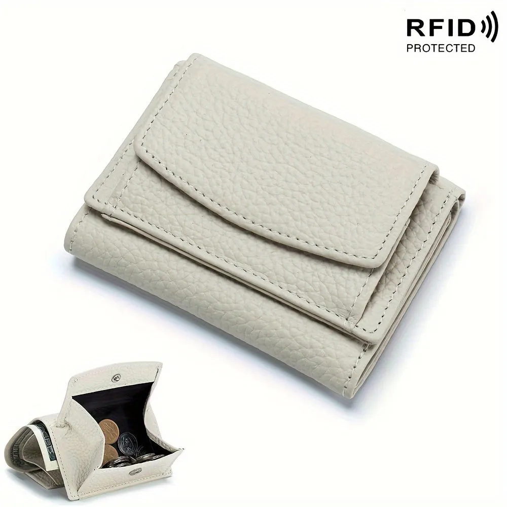 Mini Fashion Credit Card Holder, Genuine Leather Trifold Wallet, Women's Casual Coin Purse & Card Case