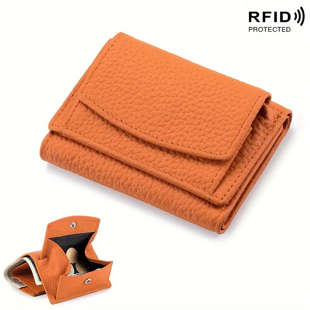 Mini Fashion Credit Card Holder, Genuine Leather Trifold Wallet, Women's Casual Coin Purse & Card Case