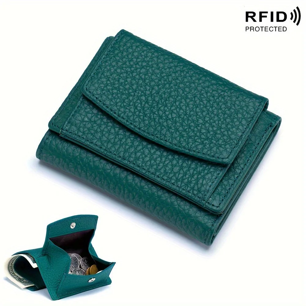 Mini Fashion Credit Card Holder, Genuine Leather Trifold Wallet, Women's Casual Coin Purse & Card Case