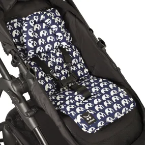 Mini Pram Liner with adjustable head support - Navy Elephants