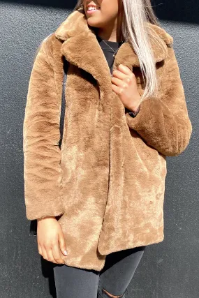 Minimalist Faux Fur Jacket Tigers Eye