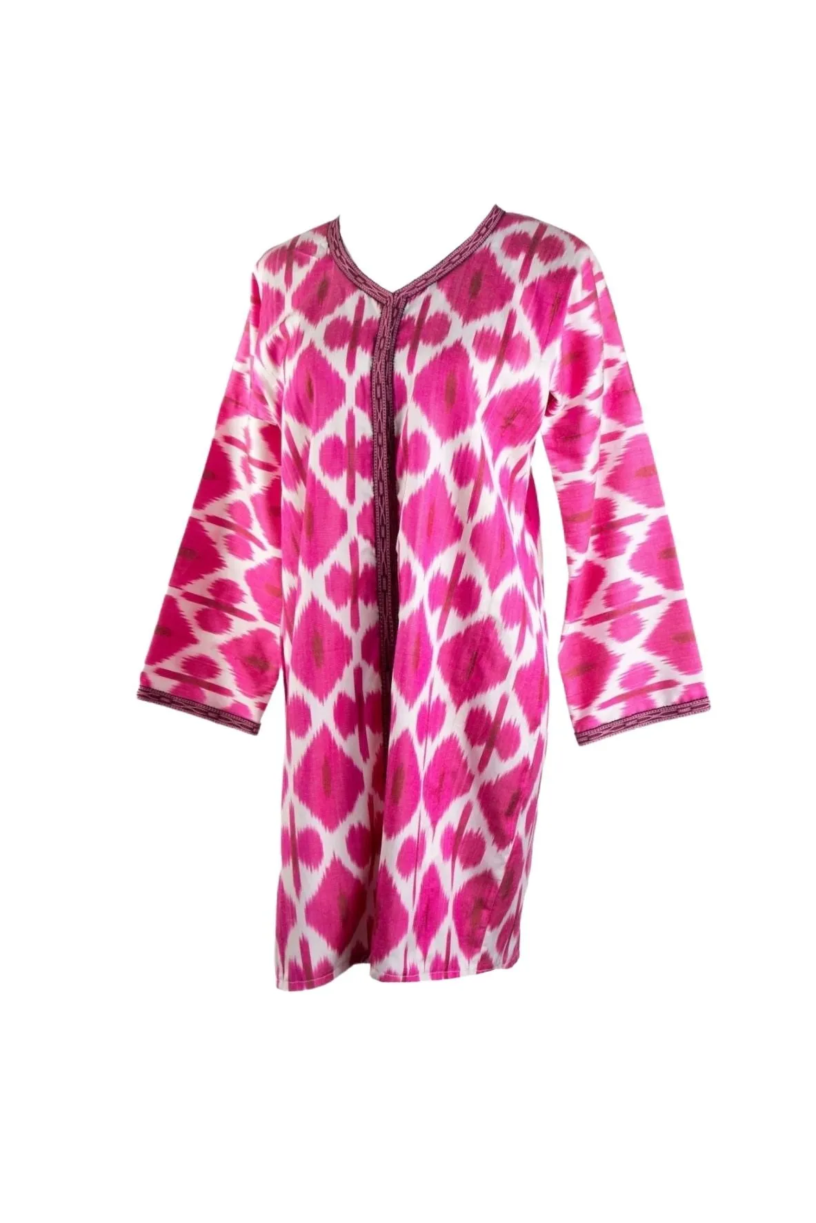 Montpellier Silk Ikat Coat - Raspberry Pink, White