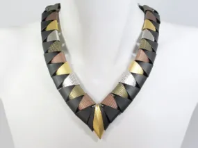 Multi Tone Long "V" Collar Necklace