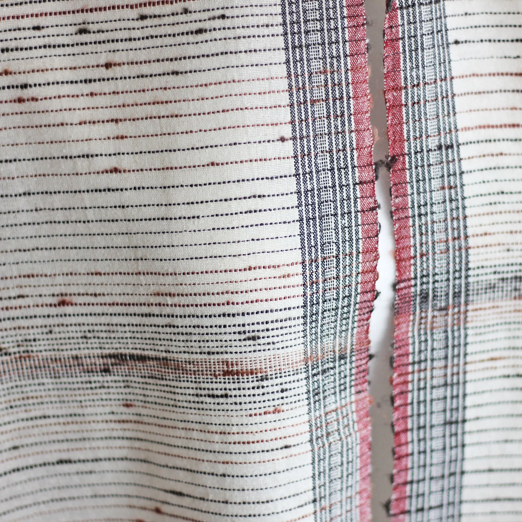 Naturally-Dyed Silk & Cotton Wrap with Tassels - Handwoven from Cotton, Eri Silk & Tussar Silk | White-Red Stole, 23x70"