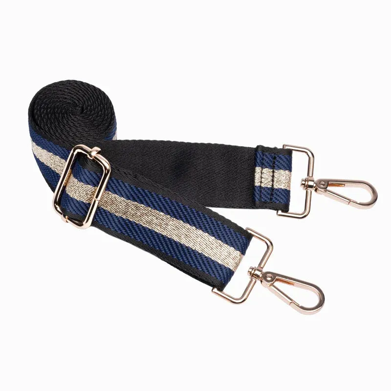 Navy Blue Matte HydroBag® with Navy & Gold Striped Strap