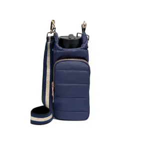 Navy Blue Matte HydroBag® with Navy & Gold Striped Strap