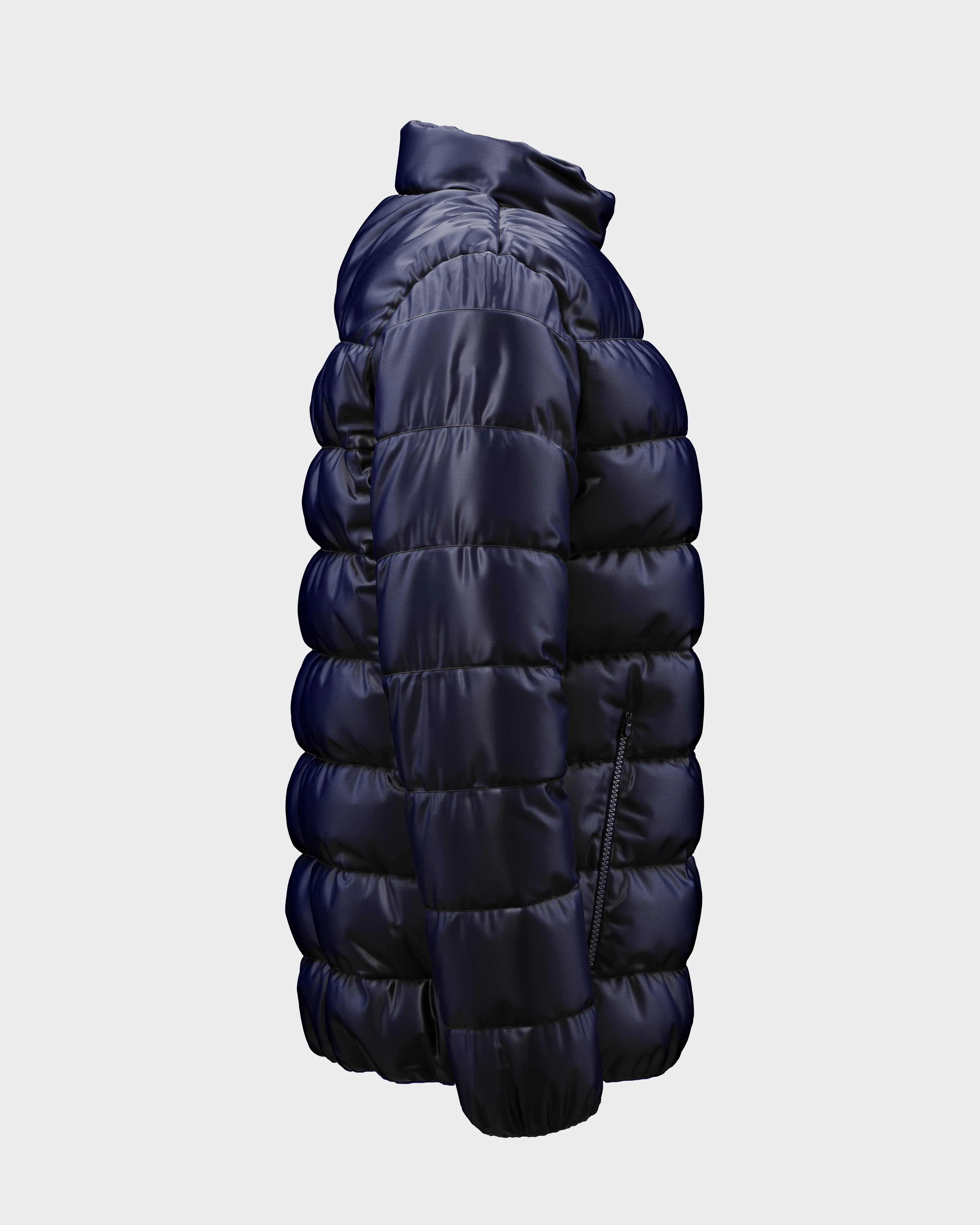 Navy Blue Reversible Puffer Plus Size Jacket