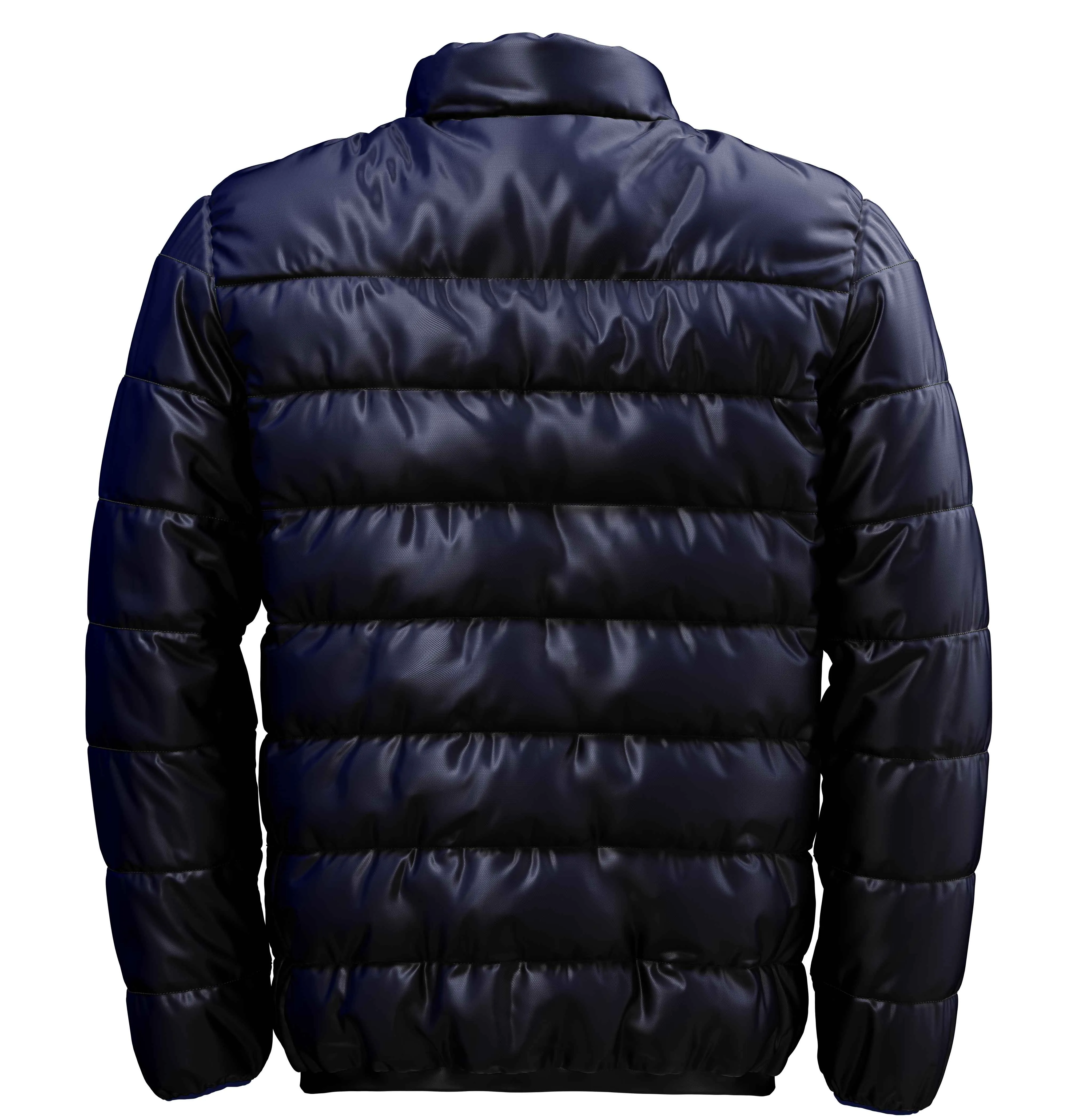 Navy Blue Reversible Puffer Plus Size Jacket