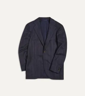 Navy Chalkstripe Wool Flannel Tailored Jacket