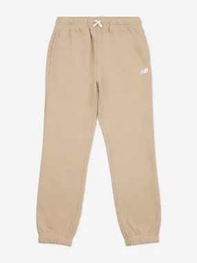 New Balance Boys Brush Back Small Logo Joggers in Beige