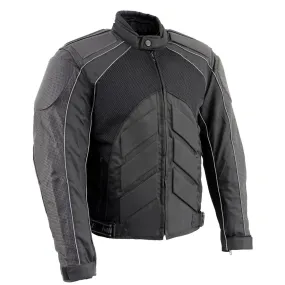 NexGen SH2153 Men's Black Armored Moto Textile and Leather Combo Jacket