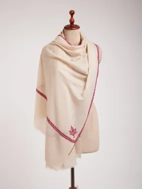 Off White Pretty Cashmere Scarf with Sozni Embroidery