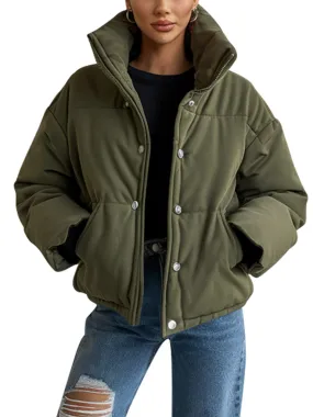 Olive Green Hooded Puffer Jacket