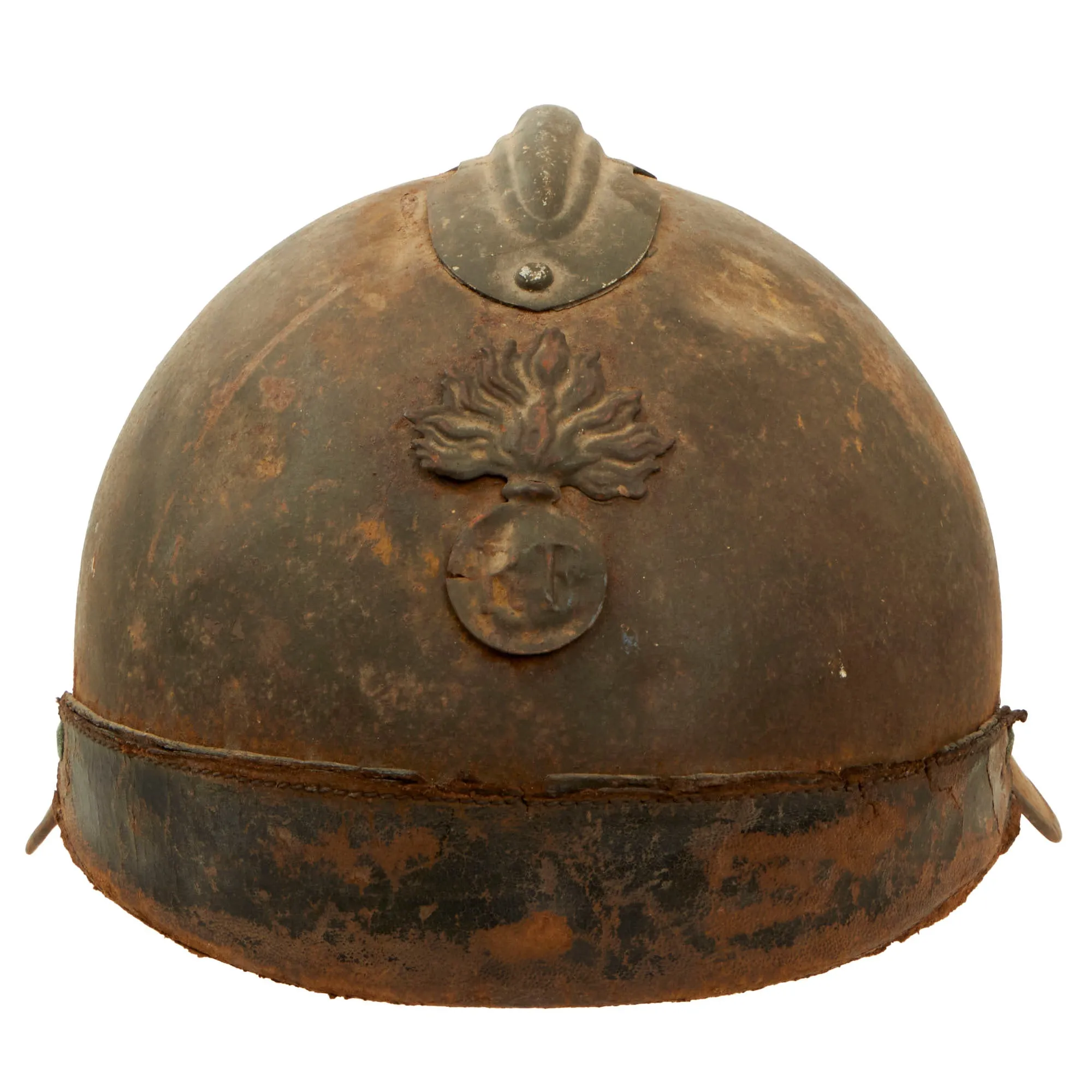 Original French Pre-WWII Experimental Modified M1926 Adrian Helmet for Vehicle & Tank Use