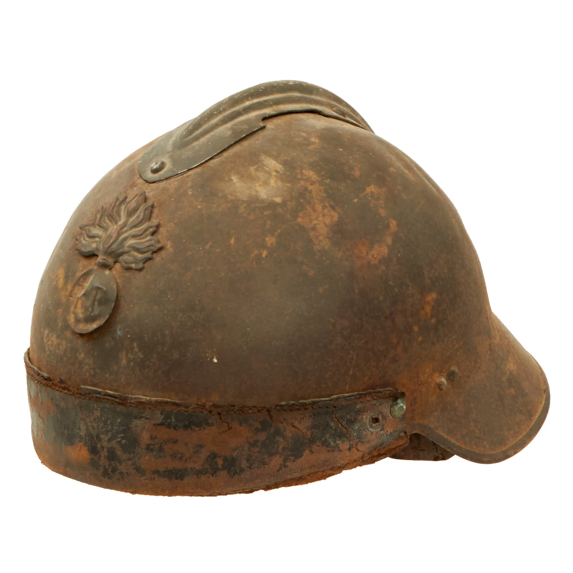 Original French Pre-WWII Experimental Modified M1926 Adrian Helmet for Vehicle & Tank Use