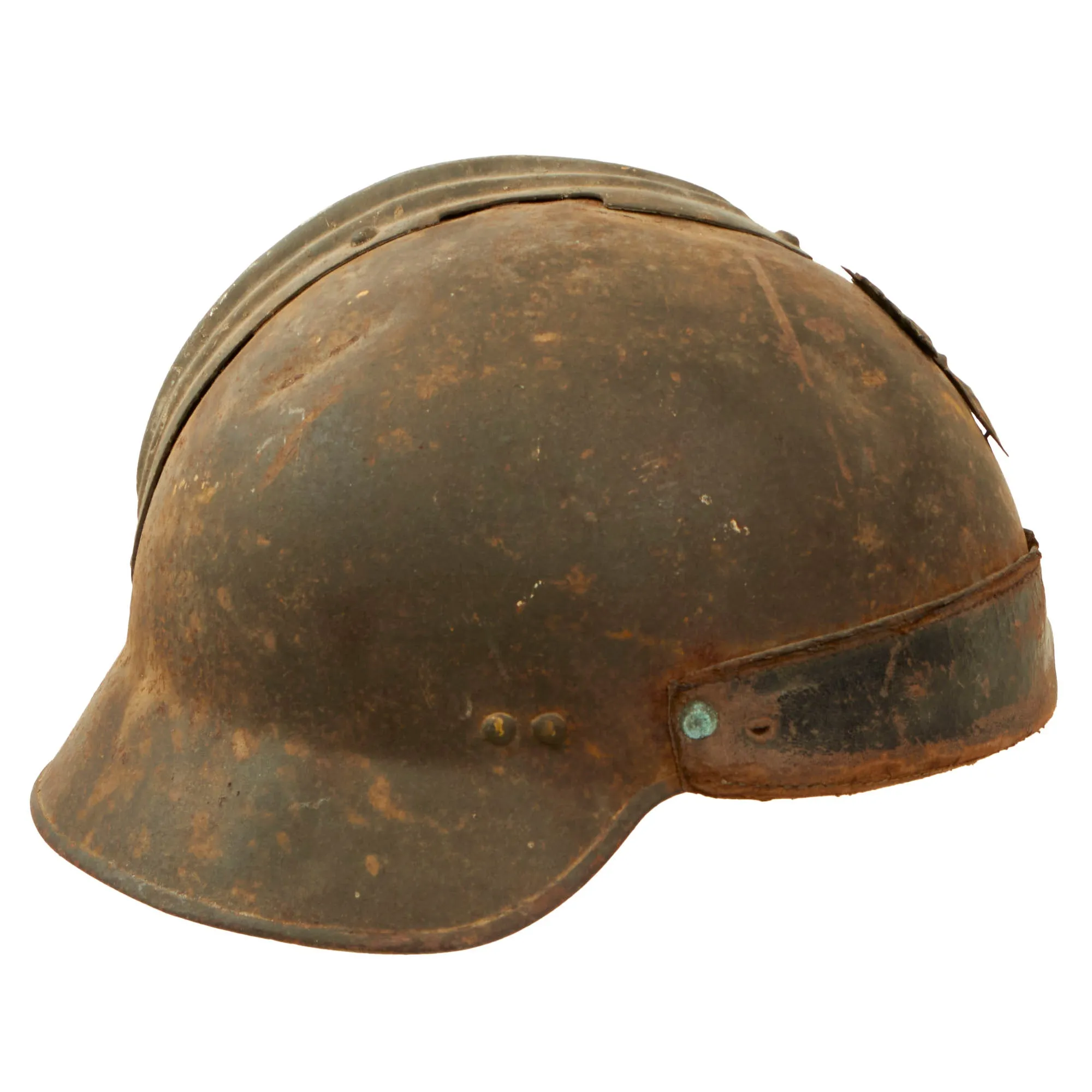 Original French Pre-WWII Experimental Modified M1926 Adrian Helmet for Vehicle & Tank Use