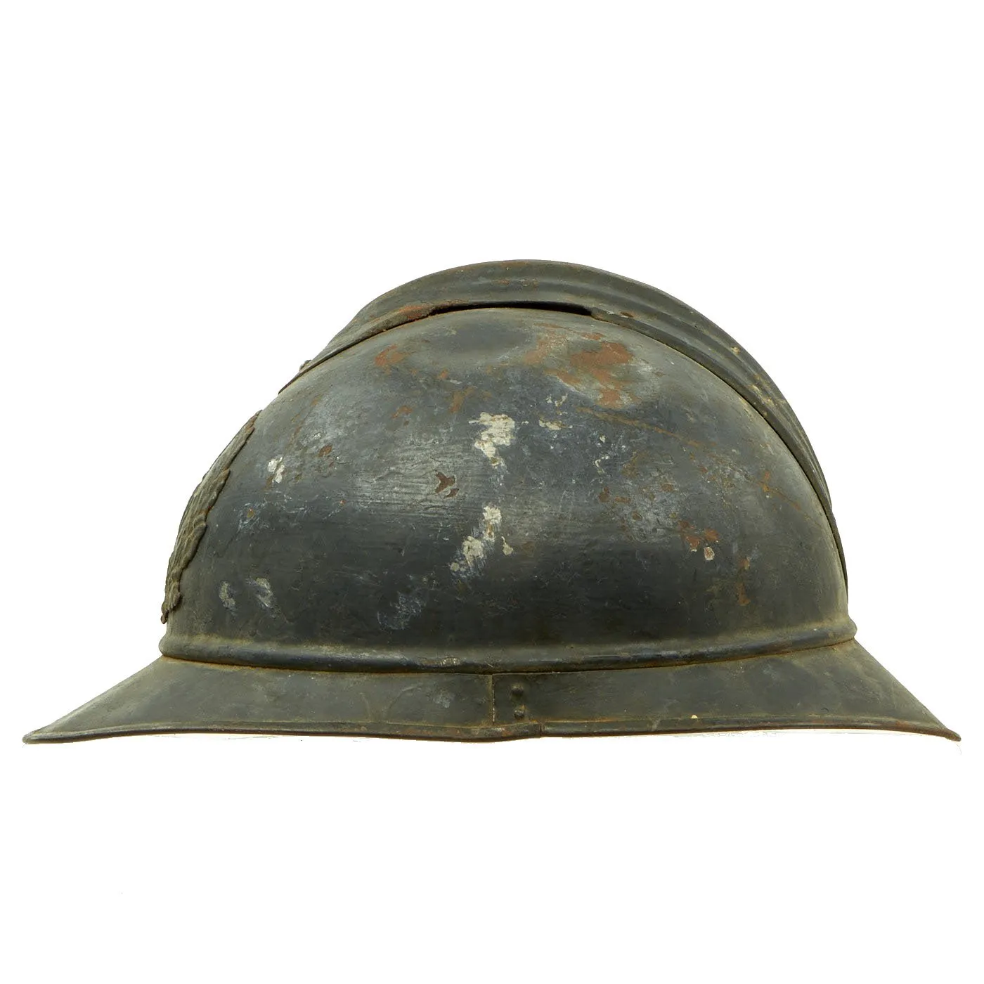 Original French WWI Model 1915 Adrian Helmet with RF Field Medical Personnel Badge - Horizon Blue