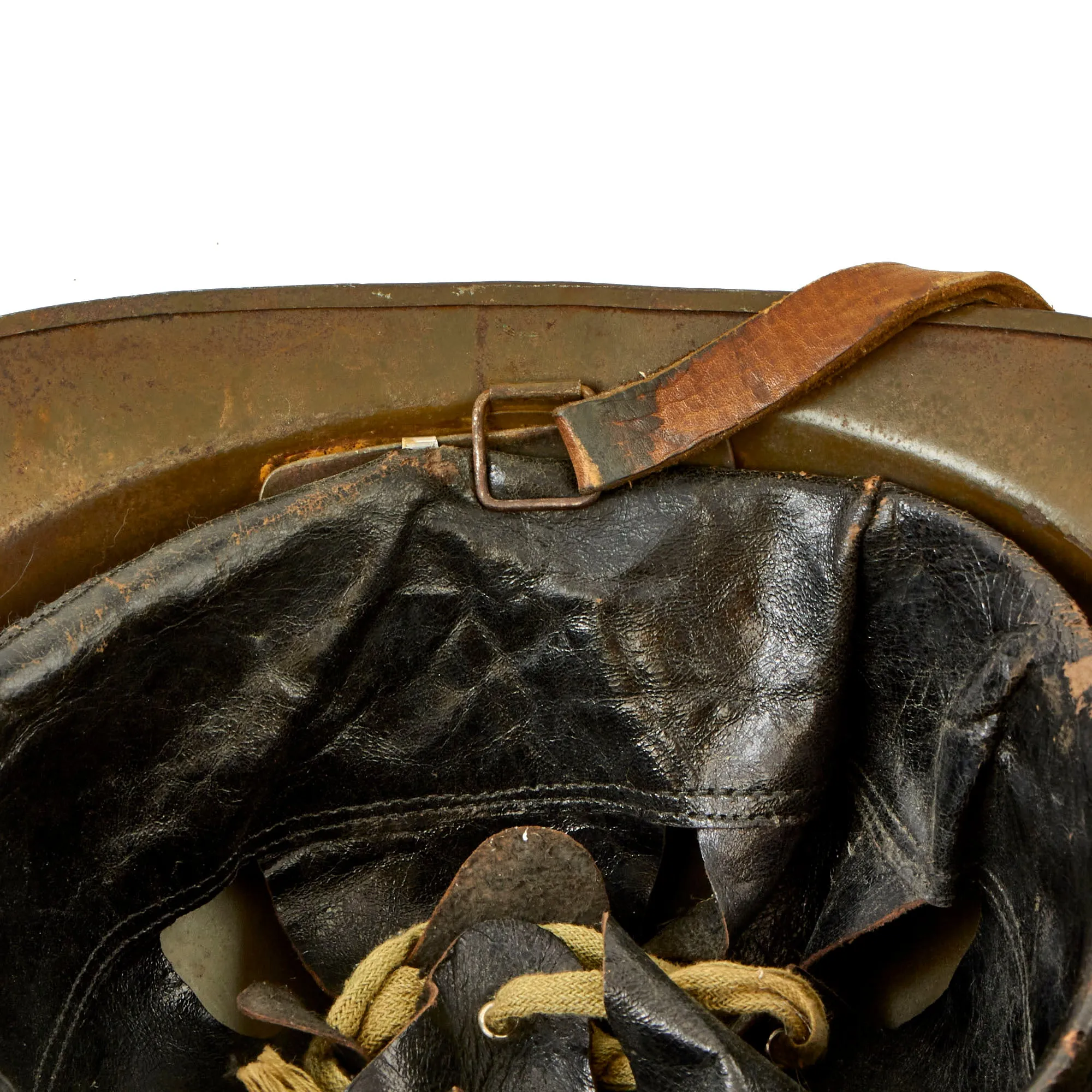 Original French WWII Model 1926 Adrian Helmet with Colonial Navy Badge - Complete