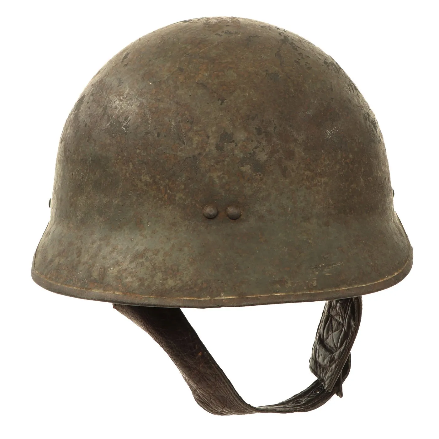 Original French WWII Model 1935 Tanker Armored Vehicle Helmet with R.F. Badge