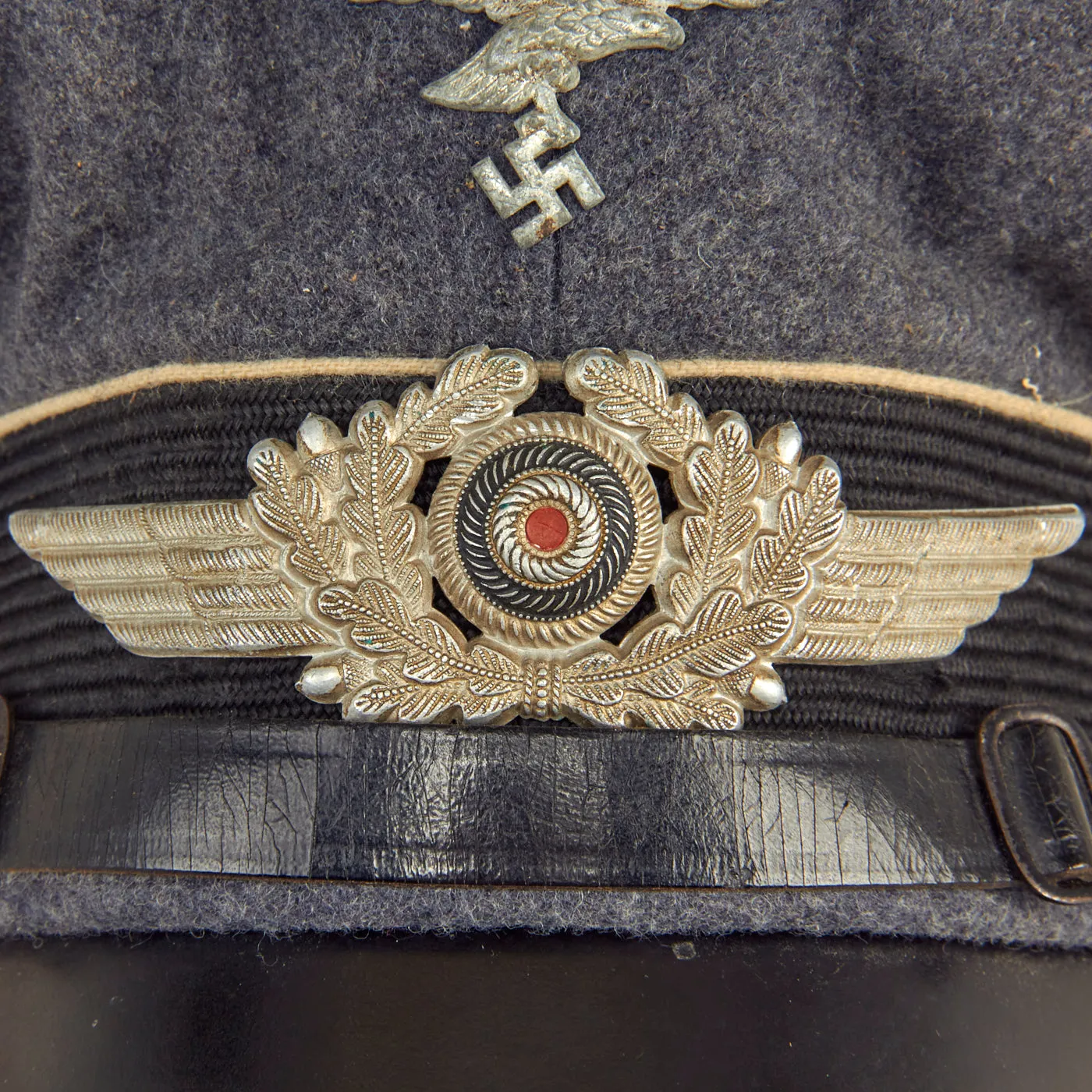 Original German WWII 1941 dated Luftwaffe Division Hermann Göring EM/NCO Schirmmütze Visor Cap by Carl Halfar - size 55