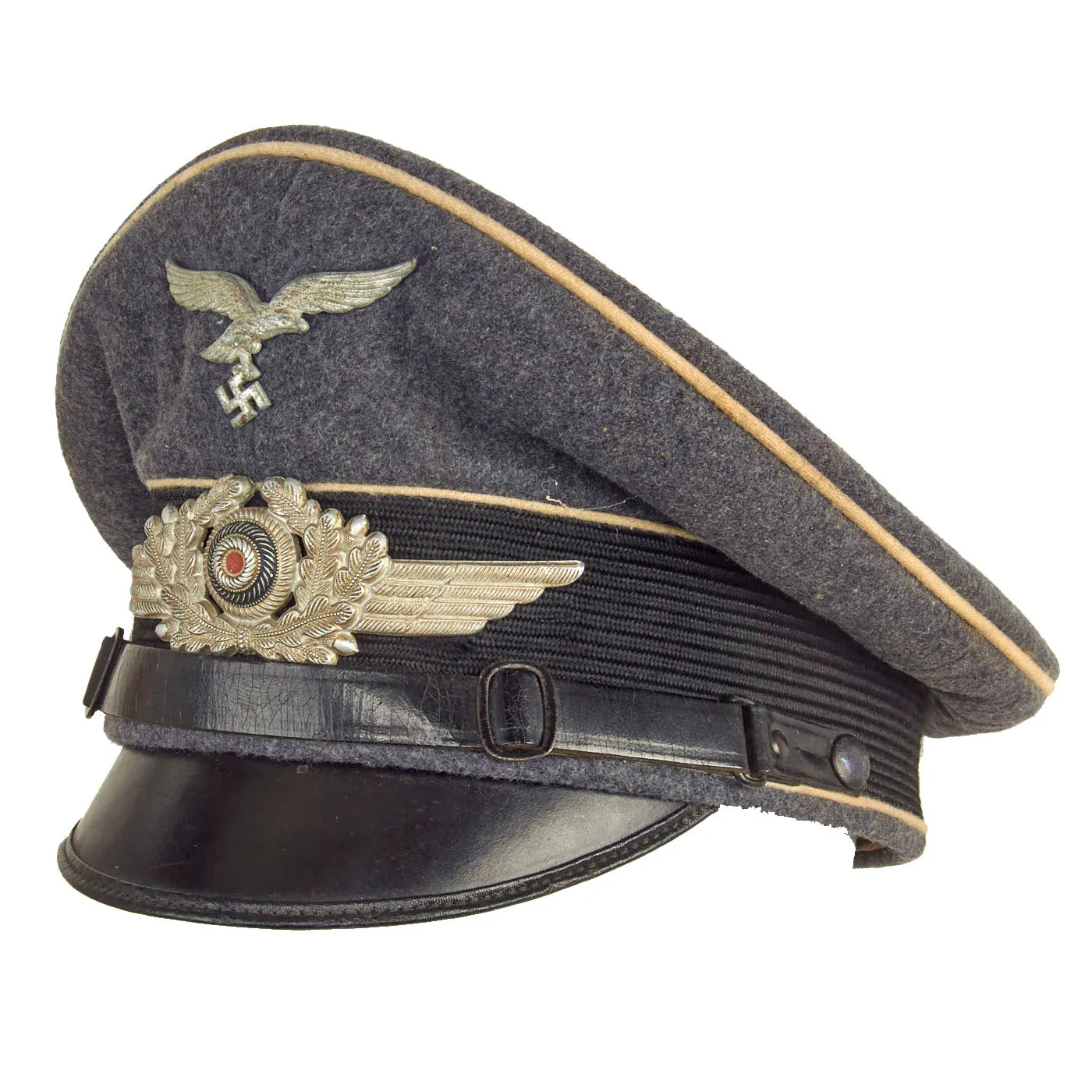 Original German WWII 1941 dated Luftwaffe Division Hermann Göring EM/NCO Schirmmütze Visor Cap by Carl Halfar - size 55