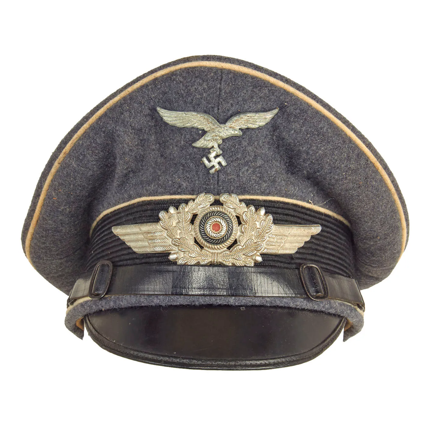 Original German WWII 1941 dated Luftwaffe Division Hermann Göring EM/NCO Schirmmütze Visor Cap by Carl Halfar - size 55