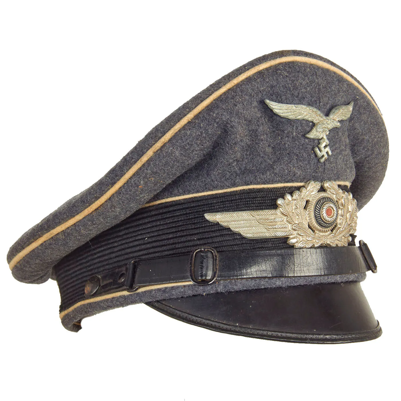 Original German WWII 1941 dated Luftwaffe Division Hermann Göring EM/NCO Schirmmütze Visor Cap by Carl Halfar - size 55