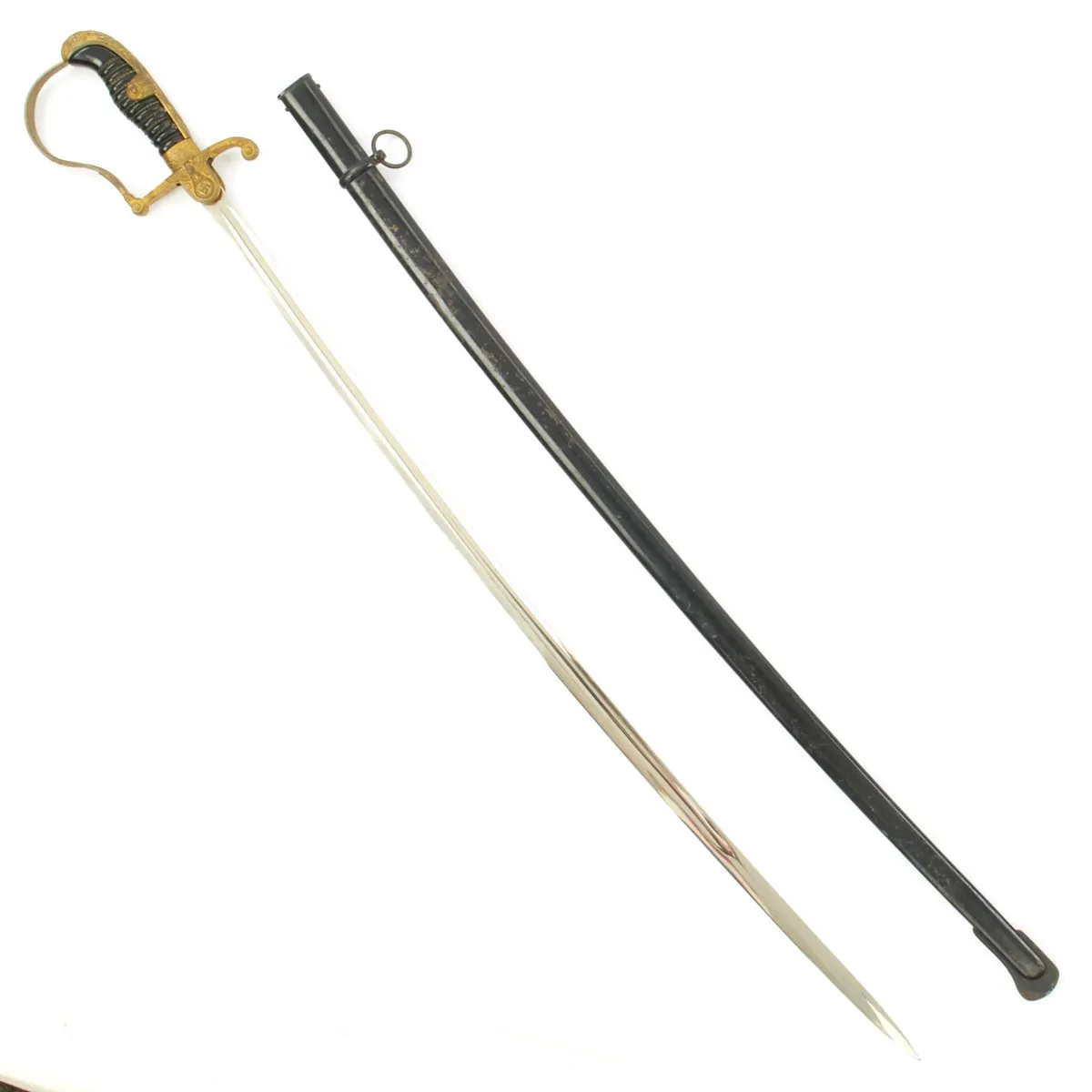 Original German WWII Army Officer Dove Head Sword with Scabbard by Weyersberg Kirschbaum & Co.