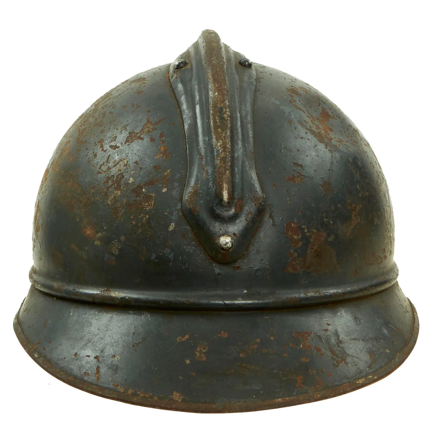 Original Rare French WWI Colonial Infantry & Navy Model 1915 Adrian Steel Helmet with Liner & Chinstrap