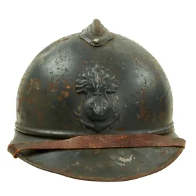 Original Rare French WWI Colonial Infantry & Navy Model 1915 Adrian Steel Helmet with Liner & Chinstrap