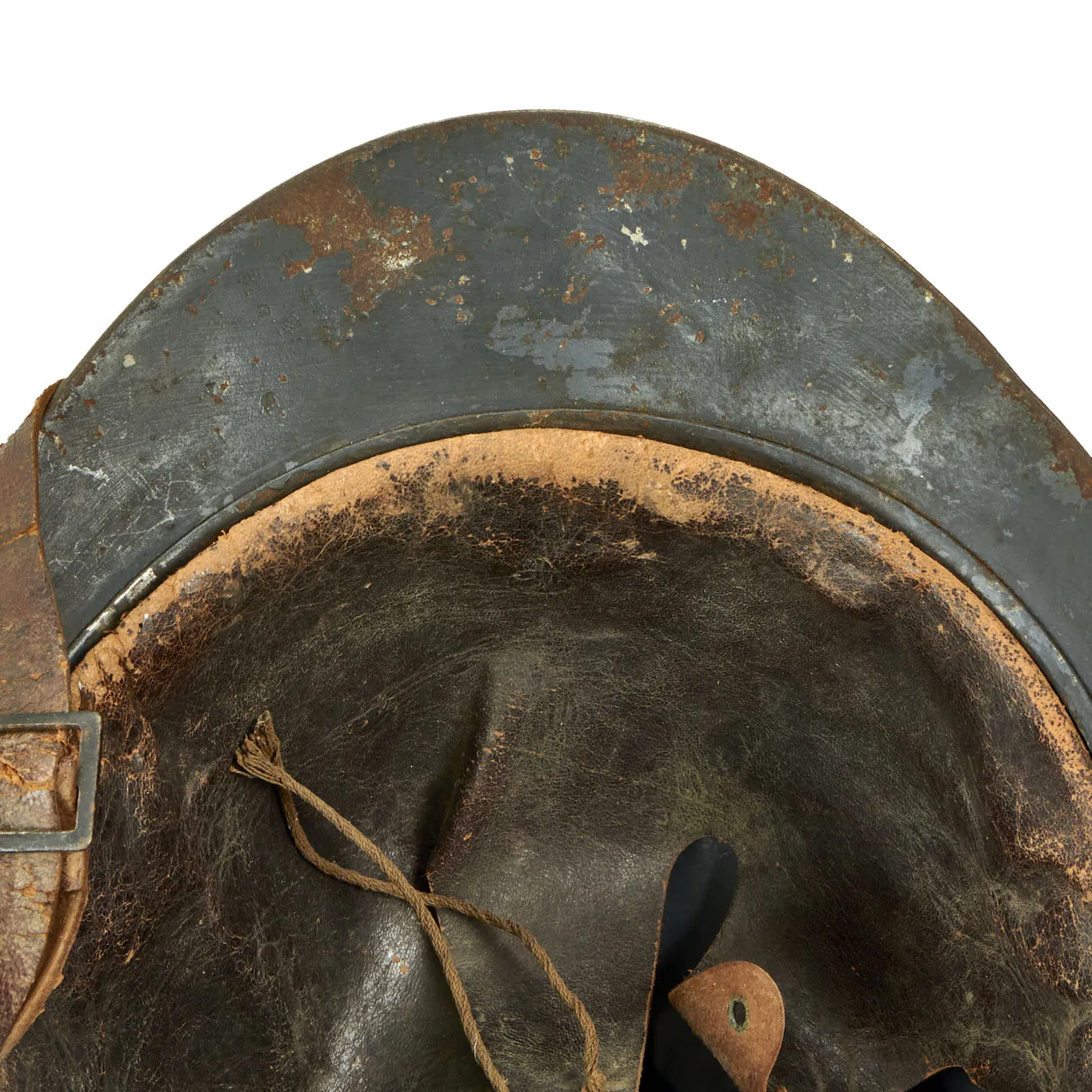 Original Rare French WWI Colonial Infantry & Navy Model 1915 Adrian Steel Helmet with Liner & Chinstrap