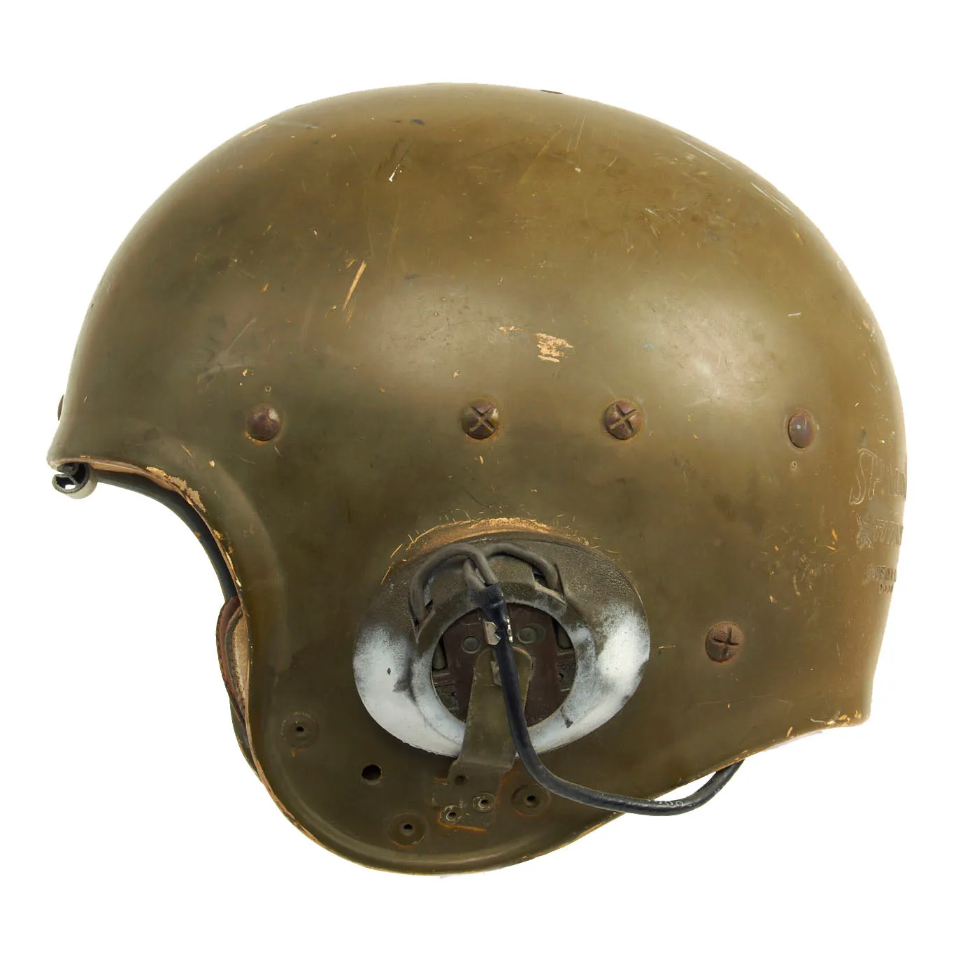 Original U.S. Korean War / Early Vietnam War Tanker Helmet by Spalding - Converted Football Helmet