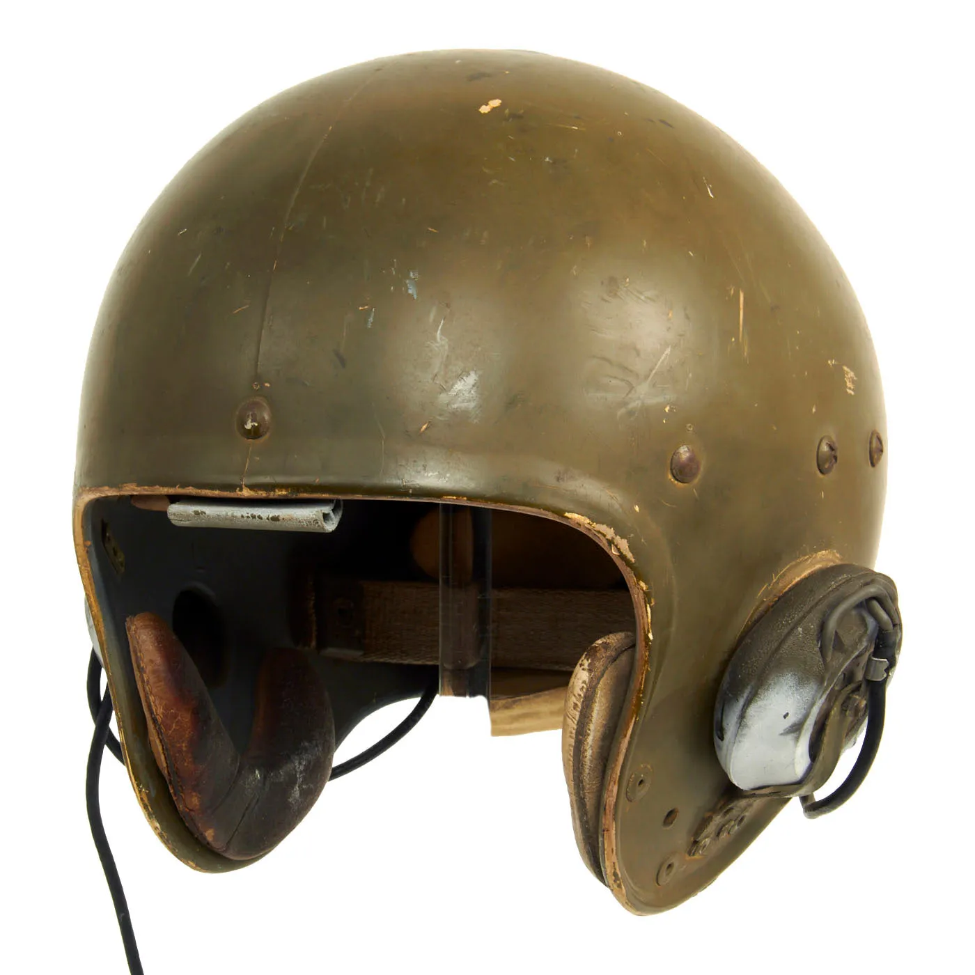 Original U.S. Korean War / Early Vietnam War Tanker Helmet by Spalding - Converted Football Helmet