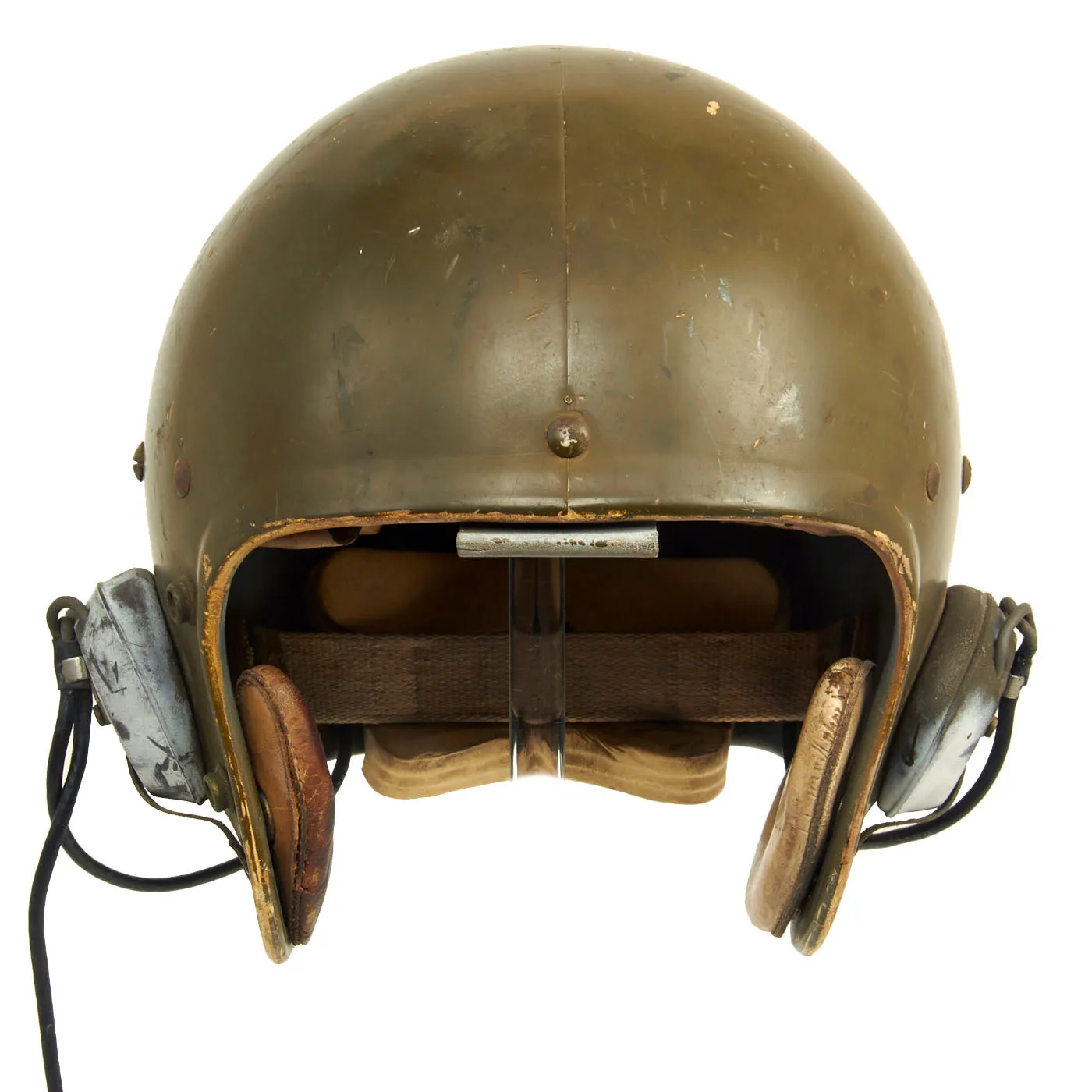 Original U.S. Korean War / Early Vietnam War Tanker Helmet by Spalding - Converted Football Helmet