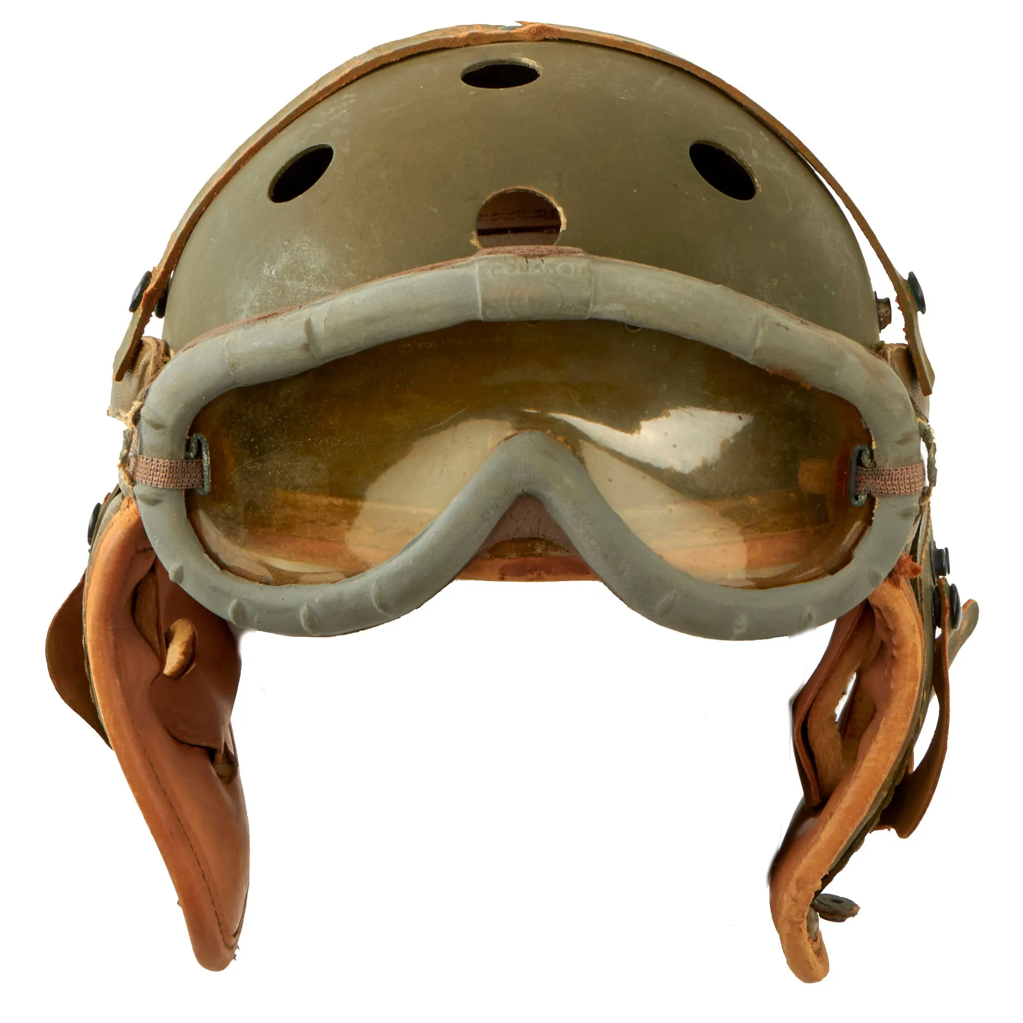 Original U.S. WWII M38 Tanker Helmet by Rawlings with Polaroid Goggles