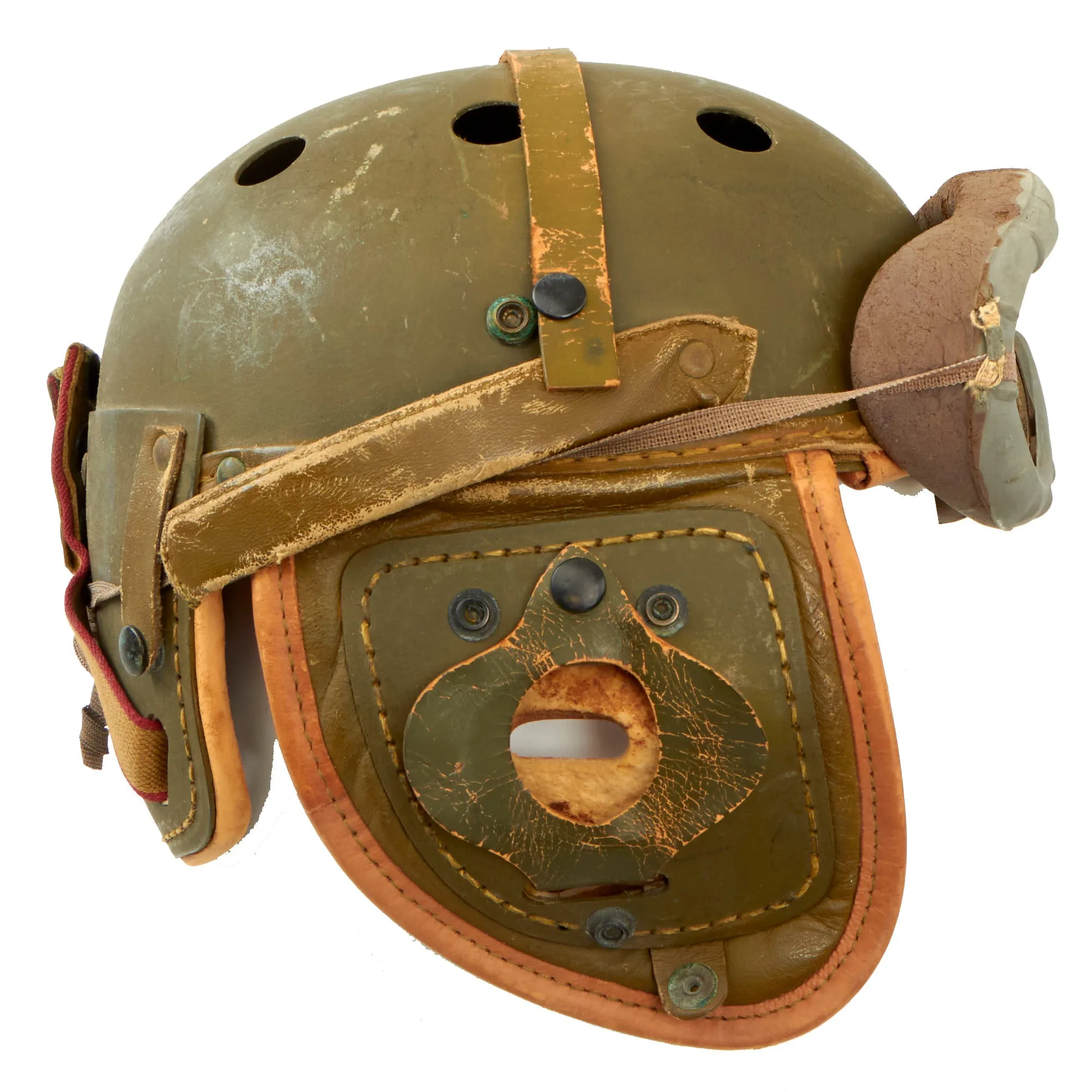 Original U.S. WWII M38 Tanker Helmet by Rawlings with Polaroid Goggles